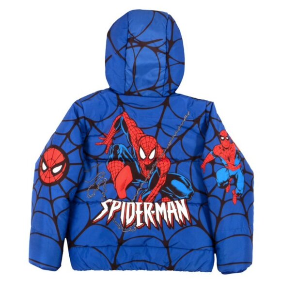 Marvel Winter Boys Coat Puffer Jacket Spider-Man,  Graphic Print Size 8, Blue - Picture 1 of 4